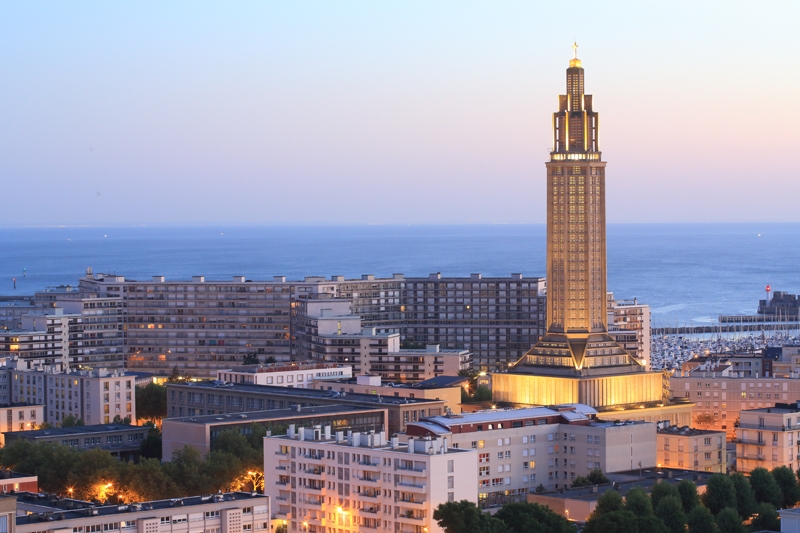 Le Havre vue de nuit sur le patrimoine mondial